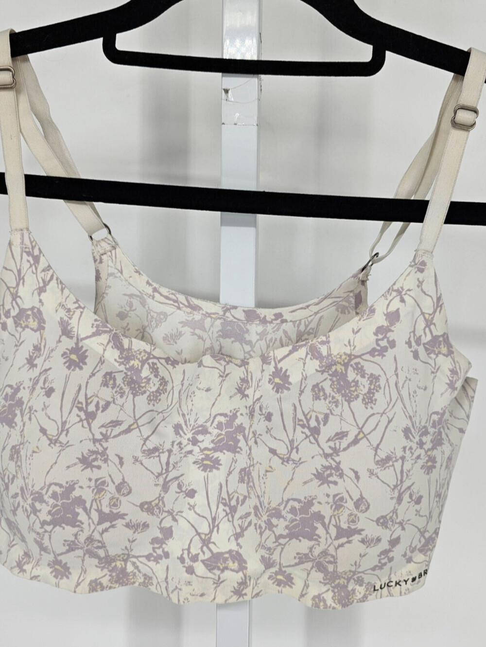 Lucky Brand Womens Sz L Bralette Bra Light Purple Floral